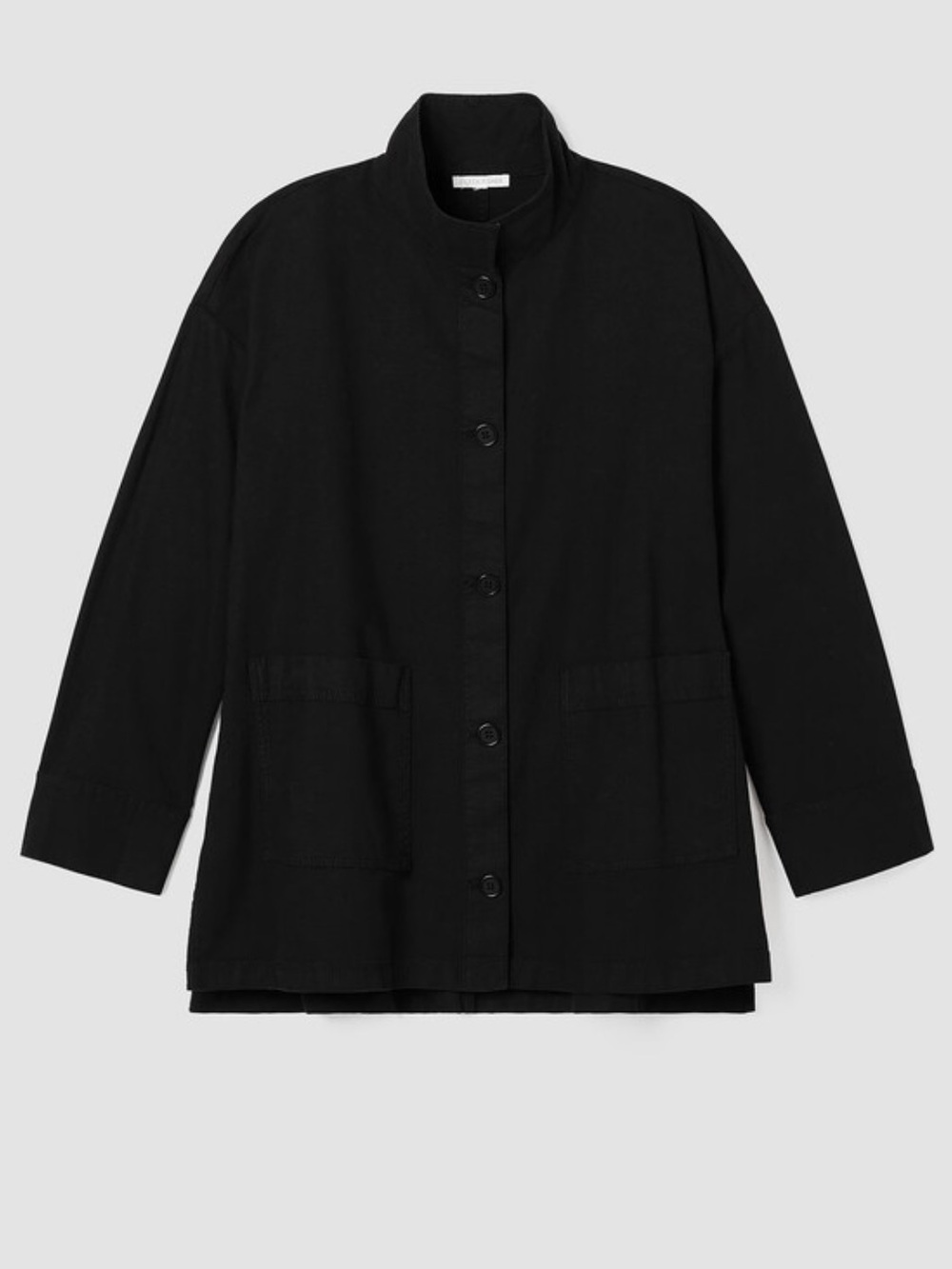 Eileen Fisher Cotton Hemp Stretch Stand Collar Jacket
